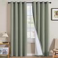 H.VERSAILTEX Linen Curtains 100% Blackout Curtains for Bedroom 102 inch Long Full Light Blocking Nature Linen Blended Window Curtains for Living Room Nickel Grommet (2 Panels, Heathered Dried Sage)