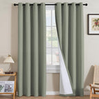 H.VERSAILTEX Linen Curtains 100% Blackout Curtains for Bedroom 102 inch Long Full Light Blocking Nature Linen Blended Window Curtains for Living Room Nickel Grommet (2 Panels, Heathered Dried Sage)