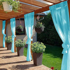 SpaceDresser Waterproof Outdoor Sheer Curtains for Patio - 2 Panels Rod Pocket Indoor Voile Sheer Curtain for Living Room,52W x 108L inch, Aqua
