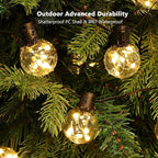 Outdoor String Lights Battery Powered, 22ft 20 LED Bulbs Hanging Patio Lights Dimmable w/Timer & Remote, Globe Bulb Shatterproof Waterproof for Outdoor Indoor Decor - Warm White & Multicolor