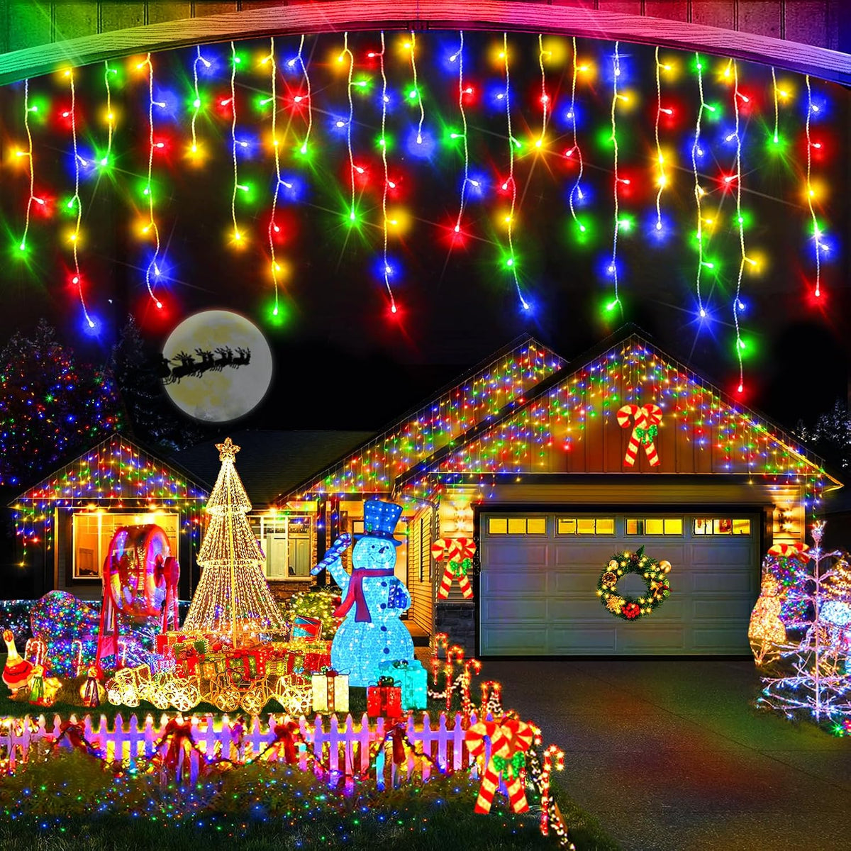 christmas ice lights outdoor decor 49ft 480led 8, main product view