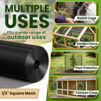 Hardware Cloth1/2inch 48"x50' 19 Gauge Black PVC Coated Welded Wire Mesh Roll, Heavy Duty Metal Mesh with Square Grid, Fencing Roll for Chicken Coop Barrier, Rabbit Cage, Snake Fence