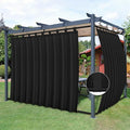 Easy-Going Outdoor Patio Curtains Detachable Tab Top Windproof Weatherproof Curtain for Cabana, Porch, Pergola and Gazebo, Tab Bottom Drape, 2 Panels, 110W x 96L inch, Black