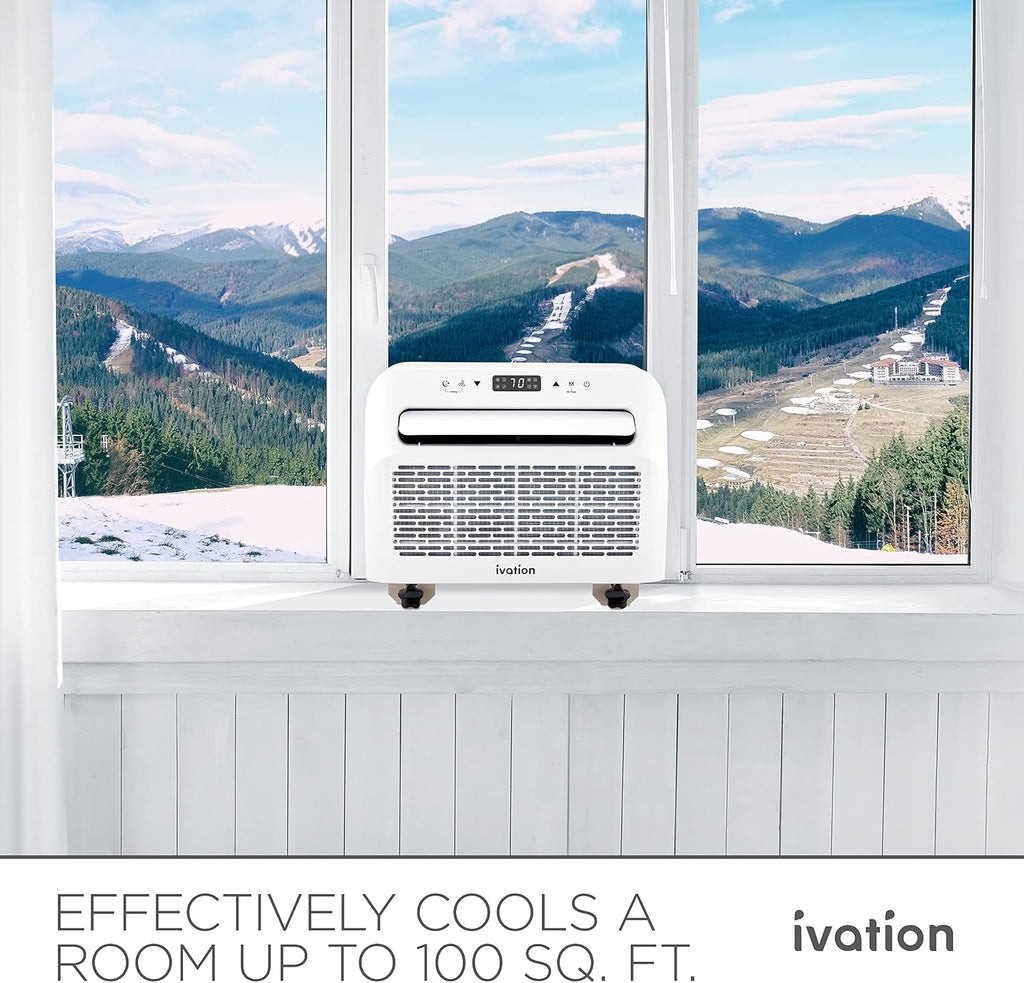 ivation 6,500 btu camper air conditioner | portable, front angle view