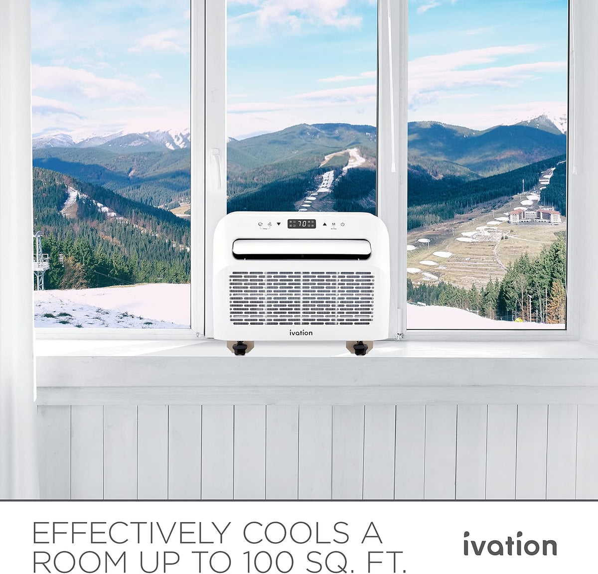 ivation 6,500 btu camper air conditioner | portable, front angle view