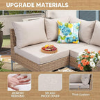 9 Piece Wicker Patio Furniture Set,Outdoor Conversation Sectional Sofa w/Coffee Table,All-Weather Outdoor Sofa with Thick and Anti-Slip Cushions for Deck,Poolside,Garden,Beige