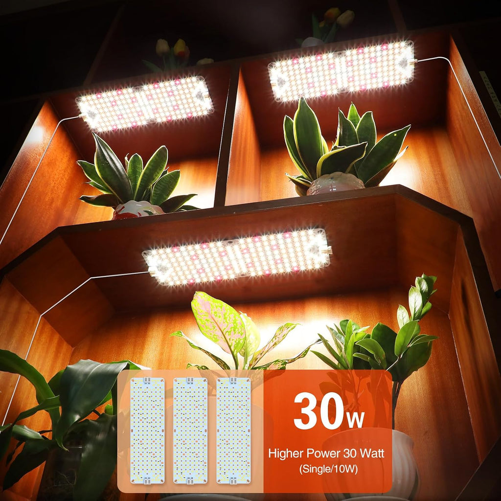 3Panel Grow Lights for Indoor Plants, Seed Starting, Veg, Pot Plants, Bonsai with Timer 4/8/12/16/20H, Ultra-Thin Under Cabinet & Shelf Full Spectrum LED Plant Growing Lamps, Multi-Panels Free Connect