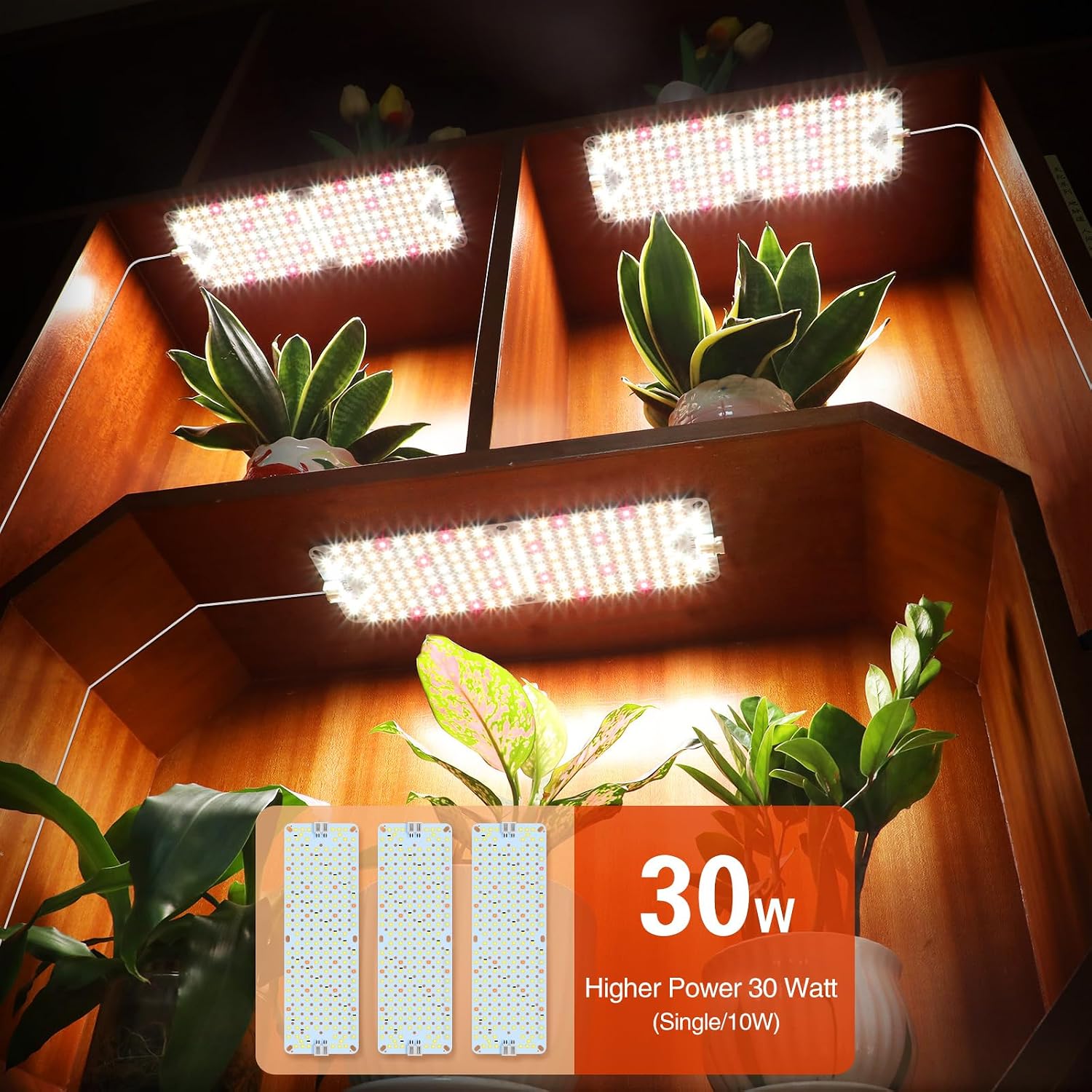 3Panel Grow Lights for Indoor Plants, Seed Starting, Veg, Pot Plants, Bonsai with Timer 4/8/12/16/20H, Ultra-Thin Under Cabinet & Shelf Full Spectrum LED Plant Growing Lamps, Multi-Panels Free Connect