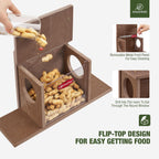 Kingsyard Squirrel Feeder Box for Outside, Recycled Plastic Squirrel Feeder Box with Corn Cob Holders, Easy to Refill & Clean, Weather-Proof (Brown) | Recycled Plastic, Corn Cob Holders, Extended Side Platform, Easy to Refill & Clean, Weatherproof Roof