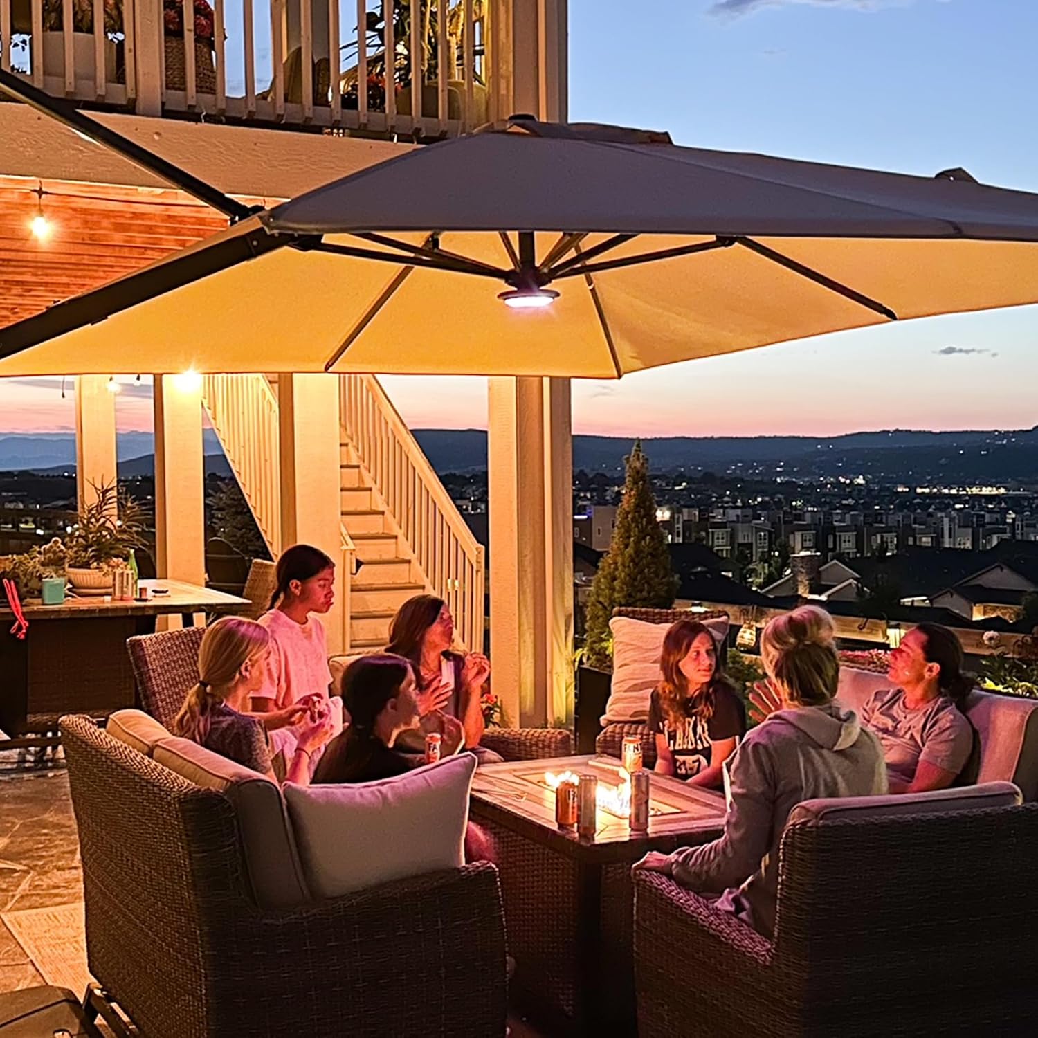 PURPLE LEAF Patio Umbrella Light with Remote Control for Outdoor Use | Wireless Remote Control, 12 colors & 3 modes, Easy Clamp-on, USB Rechargeable with Charge, Match Any Party Mood