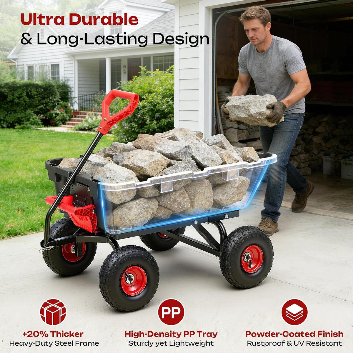 autodaya garden dump cart wagon 1000 lbs, heavy, view 9