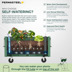 permasteel self-watering garden bed, rolling planter for vegetables, front angle view