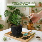 Utopia Home - Spotty Plant Pots Indoor with Drainage - 7/6.6/6/5.3/4.8 Inches Flower Pots - 5 Pack Plastic Planters - Ideal for Stocking Stuffers - (Speckled Black, Pack of 5)