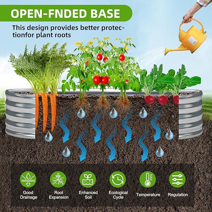 Galvanized Raised Garden Bed, 8x4x1 FT Thickening Planter Boxes Outdoor, Raised Beds for Gardening, Easy Assembly Large Garden Bed for Vegetables, Fruits, Flowers (2-Pack)
