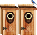 SISTERBIRD Pack of 2 Bluebird Houses for Outside, Premium Wooden Bird House, Bluebird House for Outdoor, Courtyard Decoration Bird Nest, Bluebird Finch Swallow Wren Chickadee