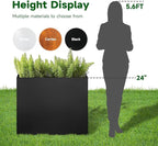 Black Steel Metallic Heavy Planter 30" x 12" x 24" for Outdoor Plants Metal Long Outdoor Planter Spliced Flower Box with Partitions for Outside,Indoor,Garden (Black, 30 * 12 * 24)