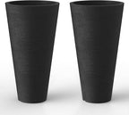 Kante Tall Round Planter Set of 2, 29" H Large Decorative Planter Pots for Outdoor Indoor Garden Patio Front Porch (Black)