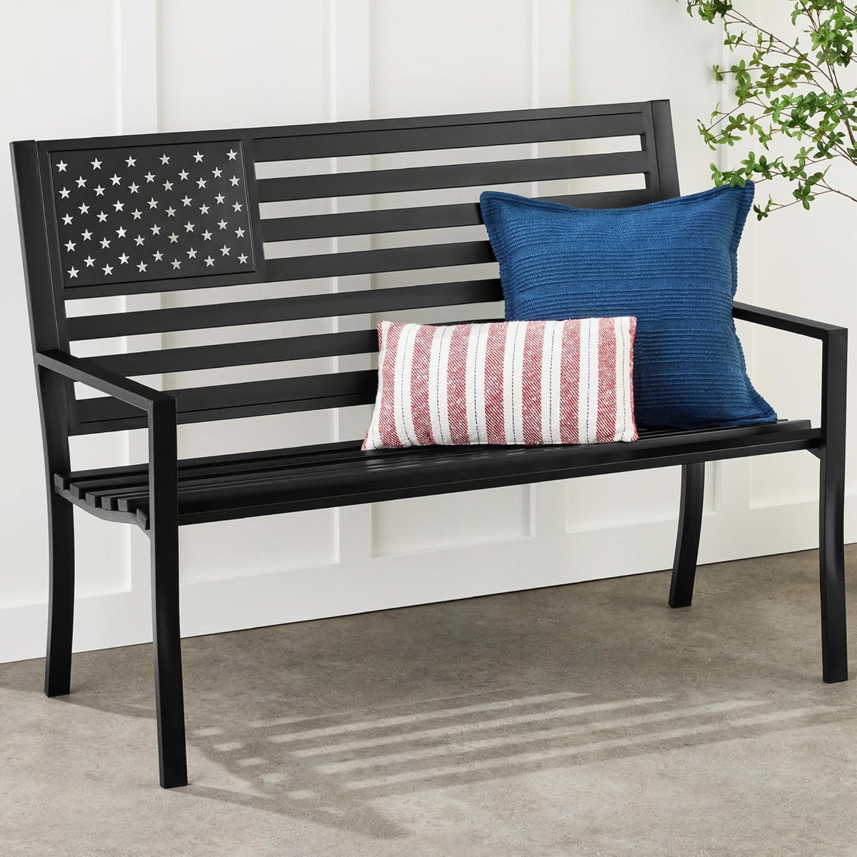best choice products outdoor bench 2-person steel indoor/outdoor, main product view