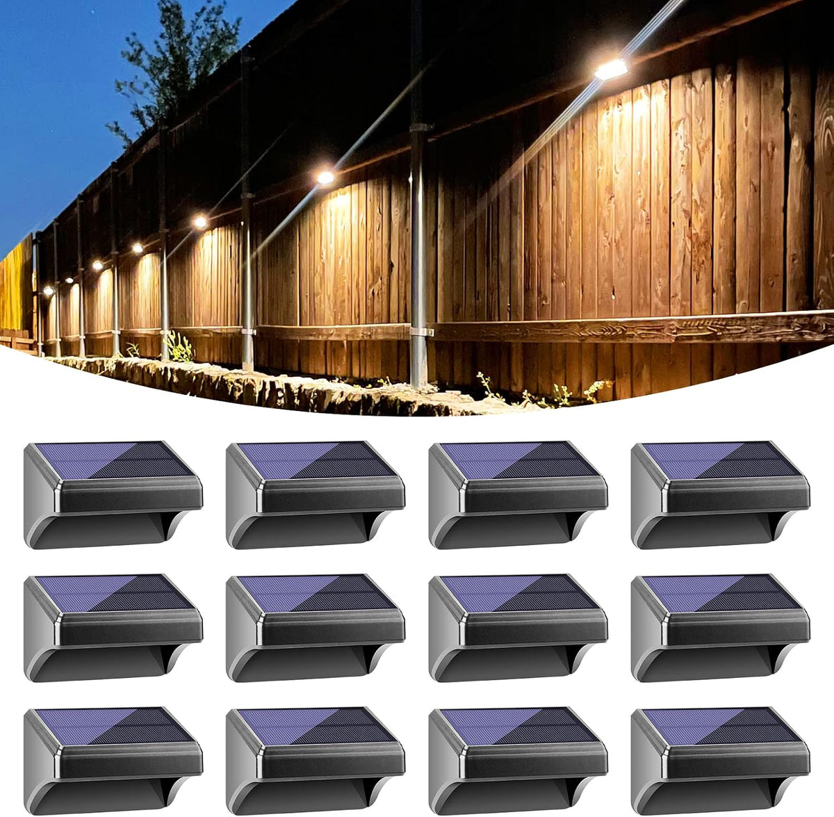bridika solar fence lights warm white & white, main product view