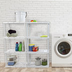 Gracious Living 2 Pack Light Duty Storage Shelves, Knect-A-Shelf 4-Shelf Ventilated Shelving Rack Organizer for Home, Garage, Basement & Laundry, White
