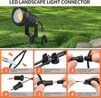 12W LED Landscape Lights Low Voltage, 3000K Warm White 12V AC/DC Waterproof Outdoor Spotlights, IP65 Garden Pathway Lights with 8 Spike Stands for Tree Garden Yard Pathway (8 Pack)