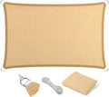 Eden's Decor Straight Flat-Edged Sun Shade Sail Rectangular 11' x 14' Beige UV-Blocking Outdoor Canopy Fabric Cloth Awning for Pergola Patio Garden Backyard Custom Size