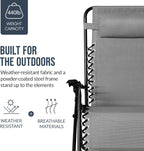 Best Choice Products Set of 2 Extra Wide Adjustable Steel Mesh Zero Gravity Lounge Chair Recliners w/Pillows and Cup Holder Trays - Ice Gray