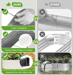 Galvanized Raised Garden Bed - 4x2x1.4FT Metal Planter Boxes Outdoor | Oval Steel Raised Bed Kit for Gardening with Protective Tape, Gloves for Vegetables, Flower, Herb (White)