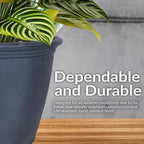 Sunnydaze 24-Inch Anjelica Large Plastic Pot for Plants - Outdoor Double-Walled Large Plastic Planter with Drillable Drainage Holes - Slate - 4pk