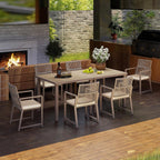Outdoor Patio Dining Chair, 400 Lbs, Light Brown, Set of 2 | All-weather Woven Rope, Sturdy Frame,Ergonomic Backrest, Removable Breathable Cushion,for Patio & Garden