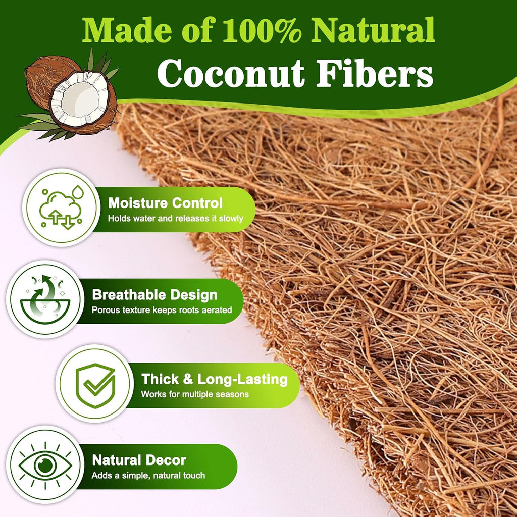 REMIAWY Hanging Baskets Coco Liners, 4 Pack 14 Inch Natural Coconut Fiber Liner Replacement for Planters, Round Hanging Basket Inserts for Flowers Vegetables Herbs, Garden Pots Indoor Outdoor