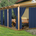 HolidayIdeas Outdoor Curtains for Patio Waterproof, 6 Panels - 54x84 Inches - Weatherproof Privacy Outsides Curtains for Cabana Porch Pergola, Sunlight & UV Blocking (Navy, Grommet Top)