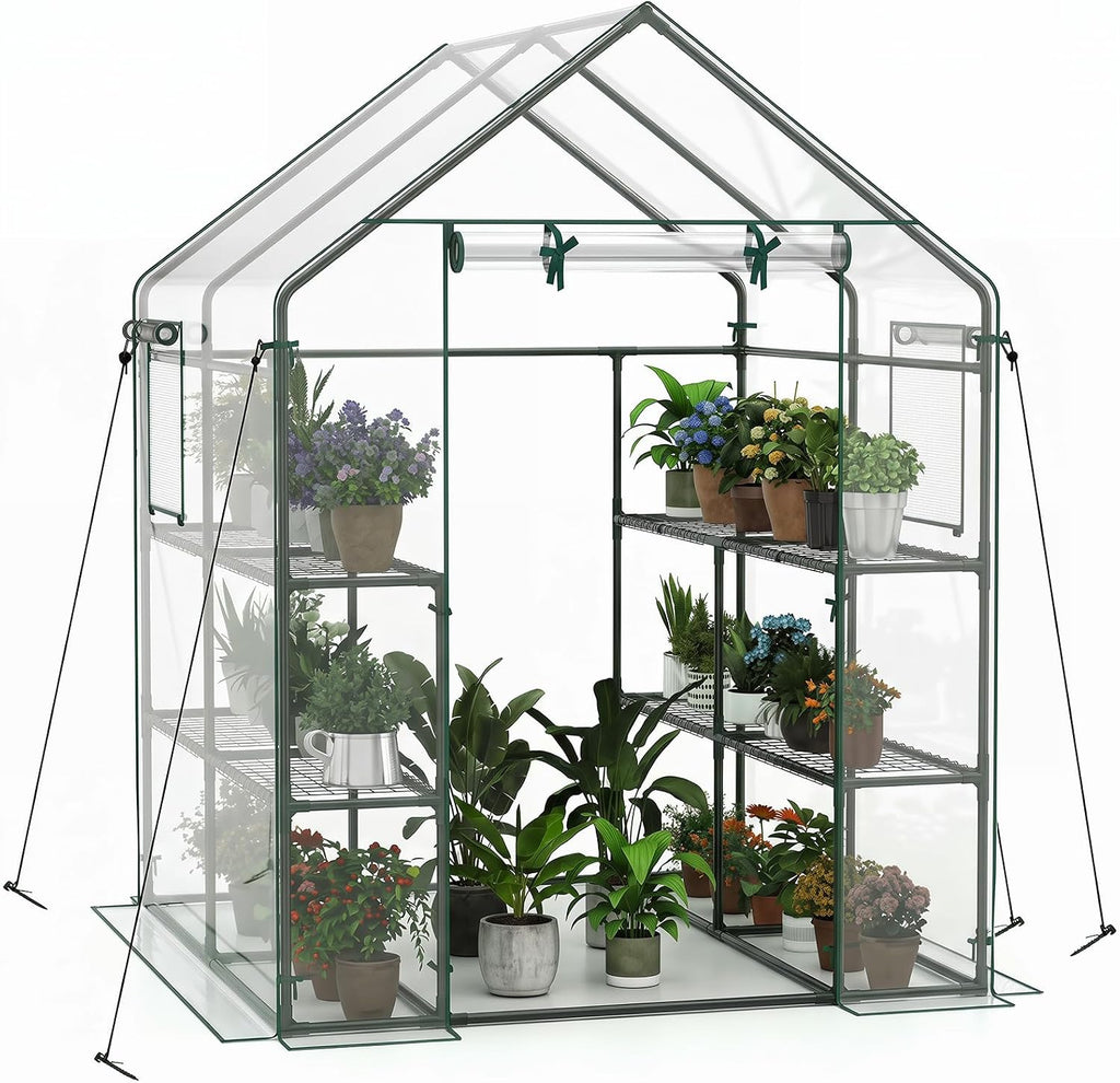giantex walk-in greenhouse, gardening plant tent with roll-up, main product view