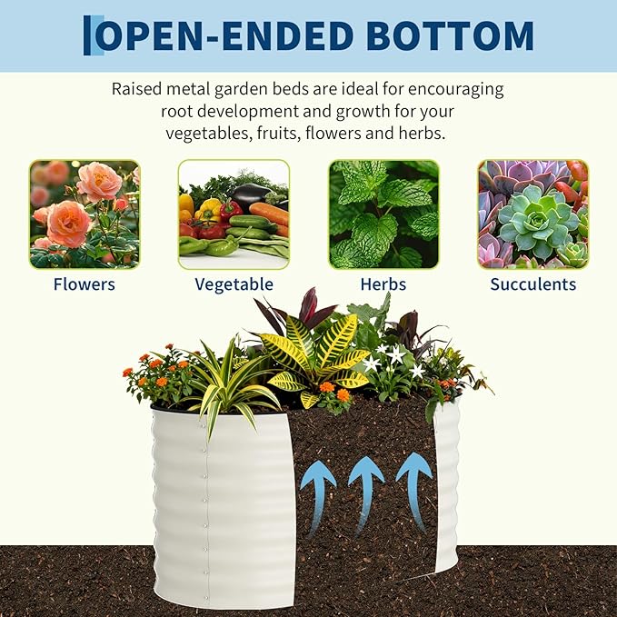 Garvee 2 Pack Galvanized Raised Garden Beds - 4x2x2ft Planter Box for Vegetables, Flowers, Rust-Resistant Garden Box, Easy Assembly Raised Beds, Durable Planters for Outdoor Plants, Beige