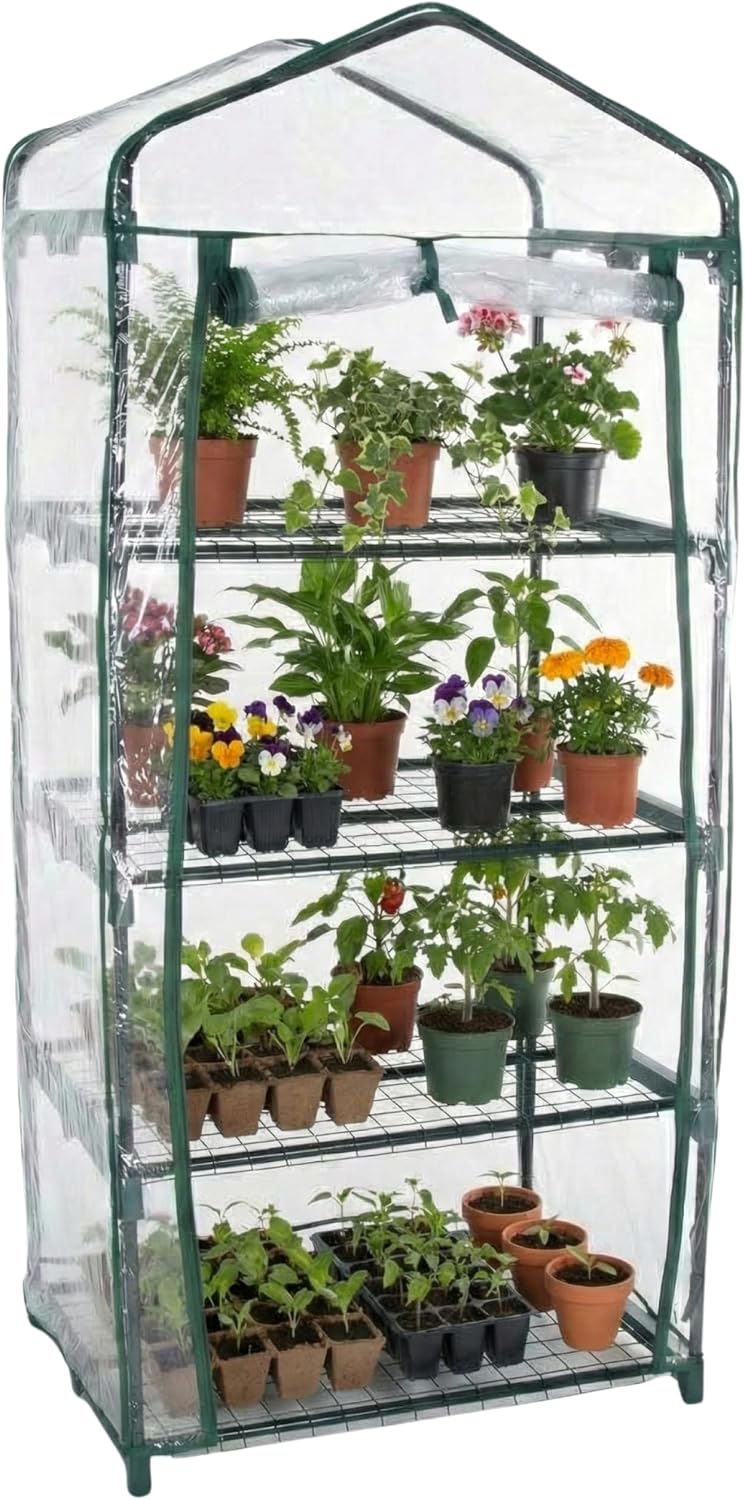 pure garden 4 tier mini greenhouse, 27.5x19x63-inch, main product view