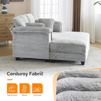 VINGLI 56" Oversized Chaise Lounge Chair, Light Grey Comfy Corduroy Chaise Sofa Recliner Bed Upholstered Sleeper Couch Bed with Throw Pillows and Armrests for Living Room, Movie Room, Bedroom