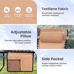 Folding Chaise Lounge Chair - 400lb Capacity, 5-Position Adjustable Recliner with Pillow | Portable for Patio, Pool, Camping & Sunbathing (Beige)