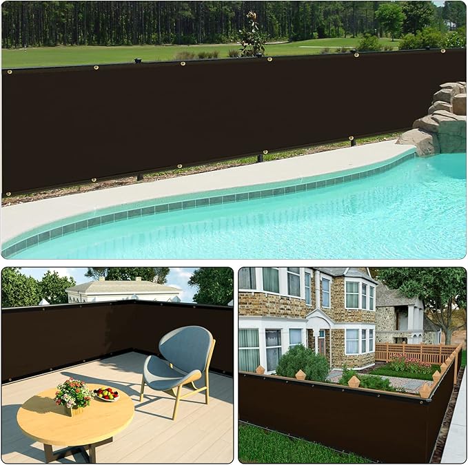 UPGRADE Privacy Screen Fence 6' x 50' Commercial Shade Cover with Brass Grommets Heavy Duty Perfect for Outdoor Back Yard-Mocha, Customizable