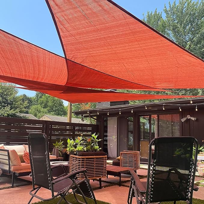 LOVE STORY Custom Size 10'x20'x22.4' Terra Red Sun Shade Sail Right Triangle Sunhsade Fabric Awning Canopy for Patio Backyard Carport Pergola (Customized)