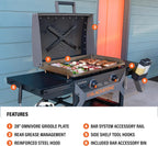 Blackstone 2311 Iron Forged 28” Omnivore Griddle with X-Braced Hood, Powder Coated Steel, Black