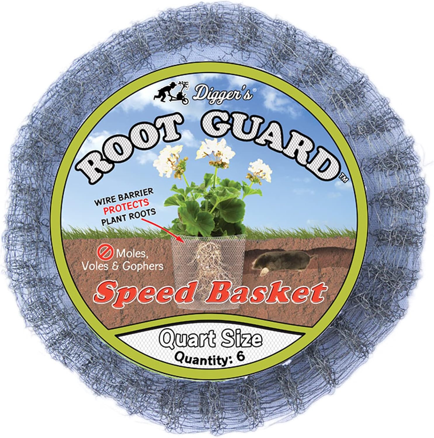 Digger's 1-Quart Root Guard Speed Baskets for Plants, Control Gopher 6 Pack | Efficient Planting
