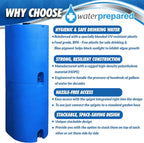 WaterPrepared 55 Gallon Unique Stackable Utility Water Tank, Blue | Emergency Water Storage Tank with Large Cap and Spigot for Easy Filling, Fits Through Standard Doorway