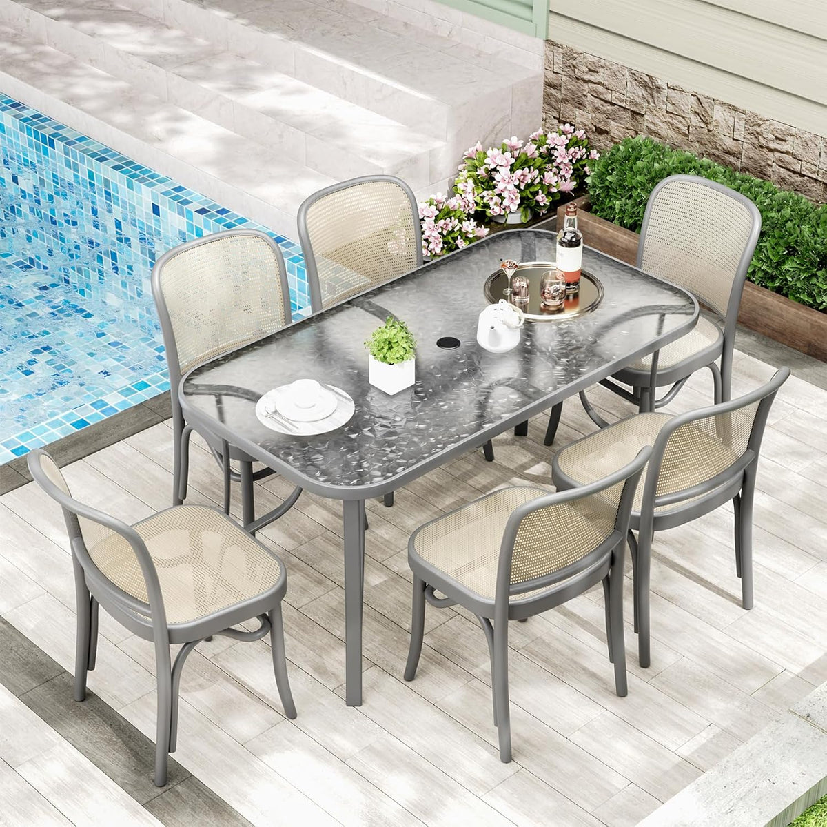 tlsunny patio 30"x 55" rectangular glass table with on a desk or shelf