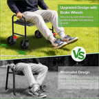 garden seat with 360° brake wheel: 3-in-1 rolling, front angle view