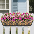 4 Pack 30 Inch Window Boxes Planters Railing Planter Box with Adjustable Brackets & Coco Liners Fabric Plant Grow Bags Deck Railing Planter Boxes Balcony Hanging Flower Box for Outdoor Plants