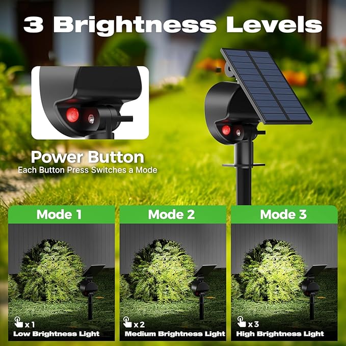 nipify 12 Pack Solar Spot Lights Outdoor Waterproof with 3 Modes, Solar Spotlight Light for Outside Yard Landscape Lighting Pathway Lights Wall, Cool White