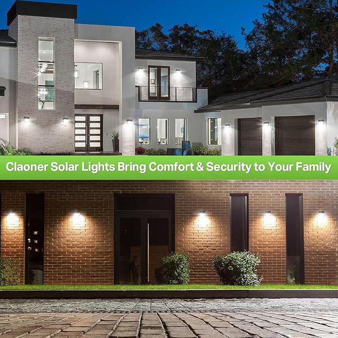 CLAONER Solar Lights Outdoor [𝟖 𝐏𝐚𝐜𝐤/126 LED], Wireless Motion Sensor Lights, IP65 Waterproof Security Lights 3 Modes, 270° Lighting Angle, Ultra-Bright Wall Lights for Deck Patio Fence Garage
