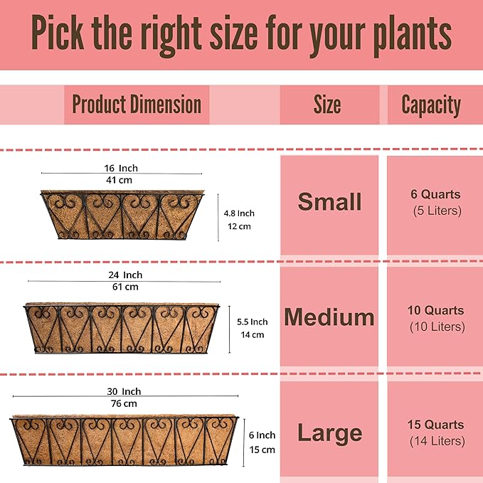 LaLaGreen Wall Hanging Planter - 4 Pack, 24 Inch Large Black Window Flower Basket Boxes Outdoor Attach House, Rectangular Deck Railing Hanging Pot with Coco Liner Over Rail Fence Balcony Patio Porch