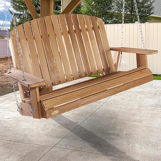 All Things Cedar PS50 Adirondack Outdoor Swing | 4-ft Cedar Porch Swing | Unmatched Craftsmanship, Durable Garden Swing | Spacious Seat, Compatible with A-Frame and Pergola Arbor | 52x24x35