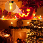 Christmas Village Lights with 4 LED Bulb C7 Accessory White Cord Clip Light | E12 Base Warm White Bulbs for Christmas Village Houses, Halloween Holiday Decoration with On/Off Switch Plugs Spare Fuse